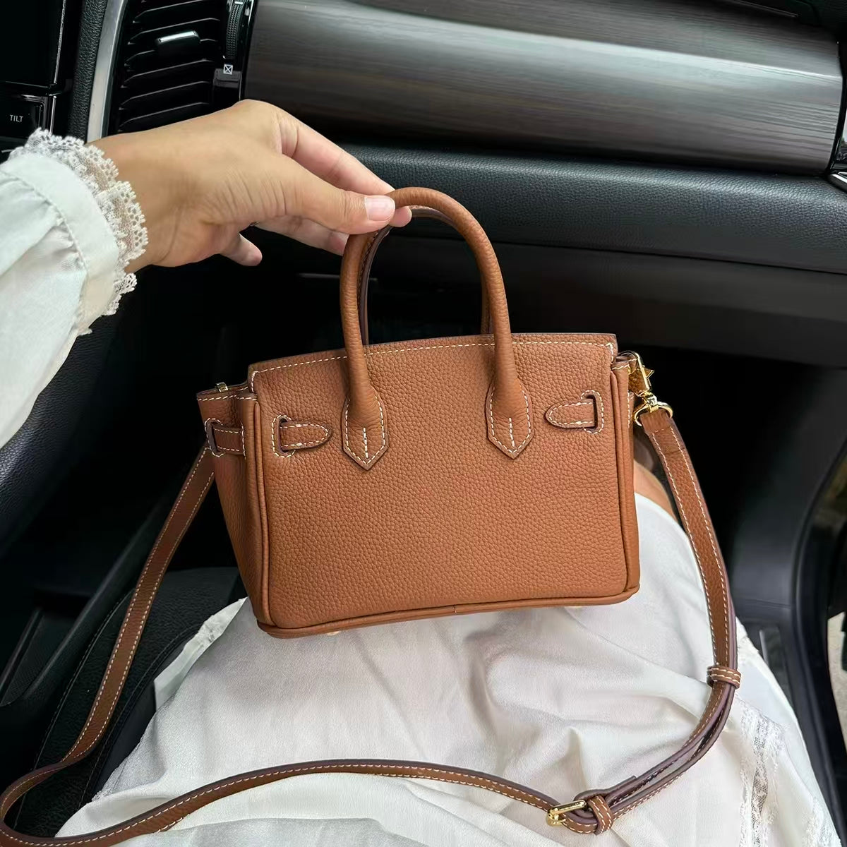 Luxury Litchi‑Grain Mini Handbag Crossbody Bag