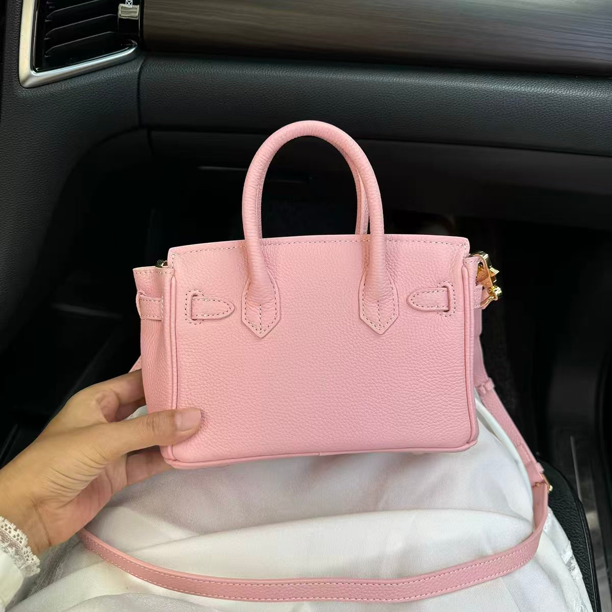 Luxury Litchi‑Grain Mini Handbag Crossbody Bag