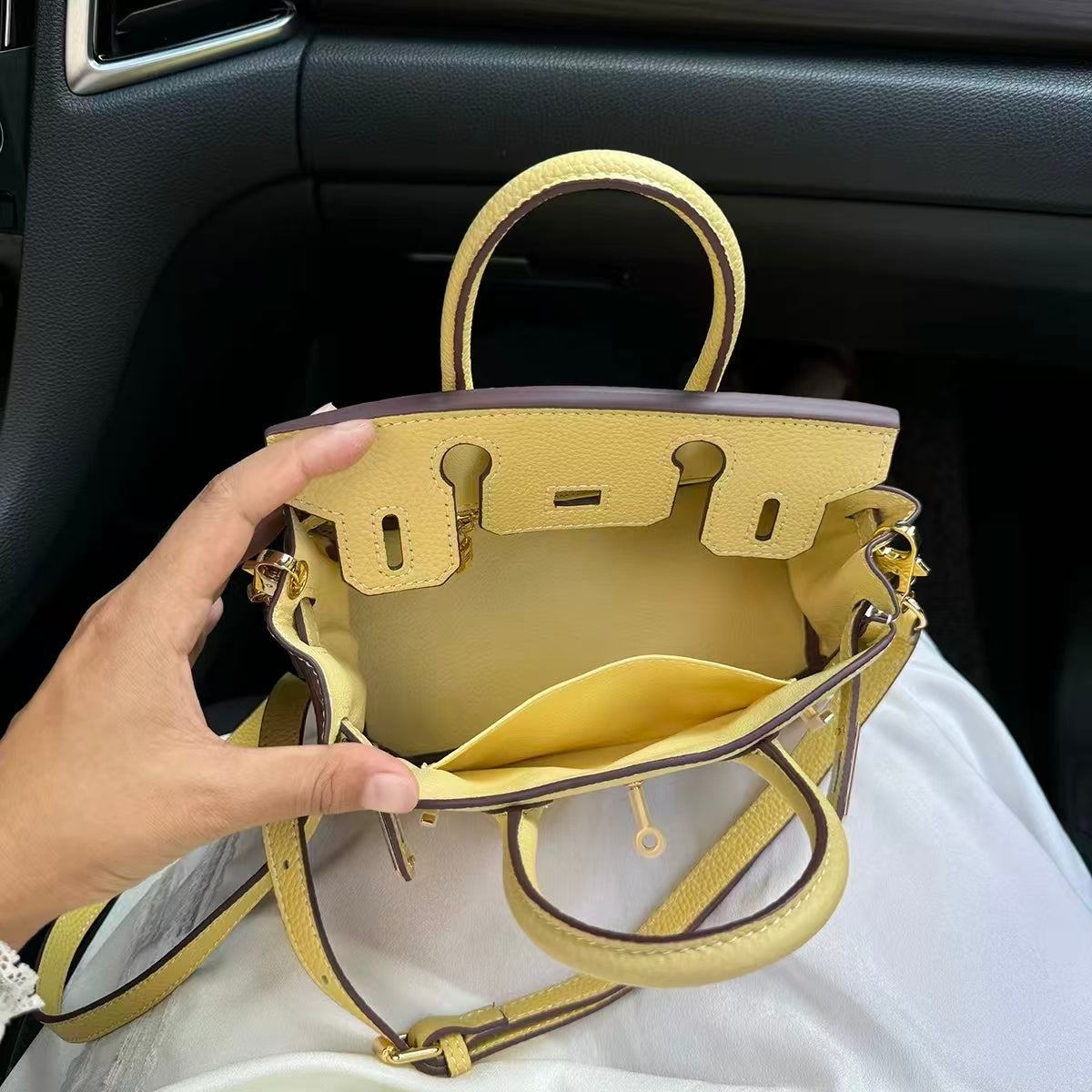 Luxury Litchi‑Grain Mini Handbag Crossbody Bag