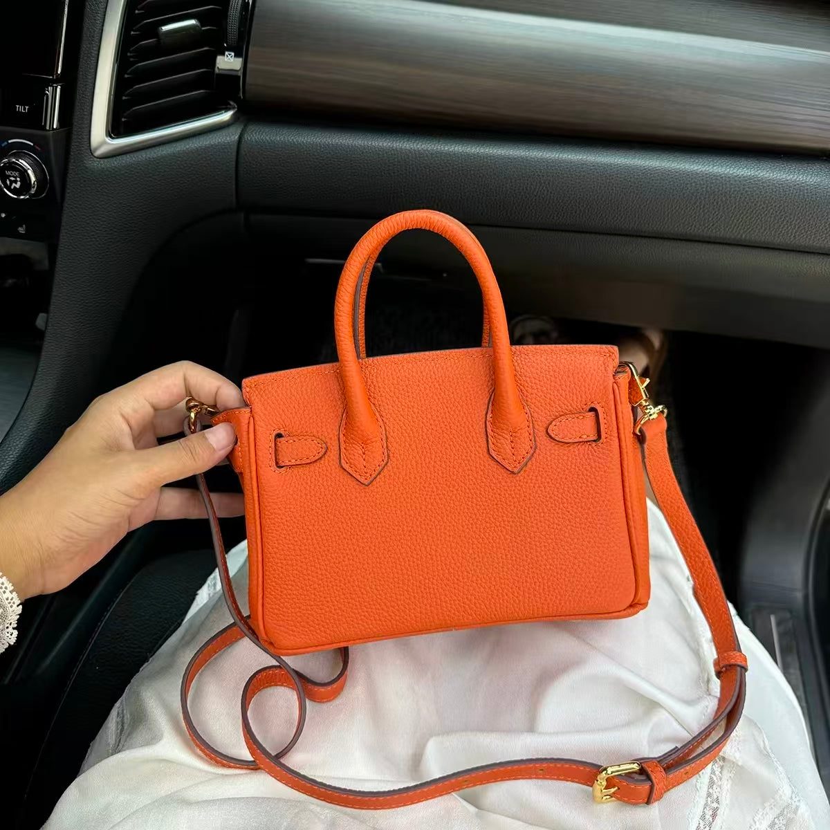 Luxury Litchi‑Grain Mini Handbag Crossbody Bag
