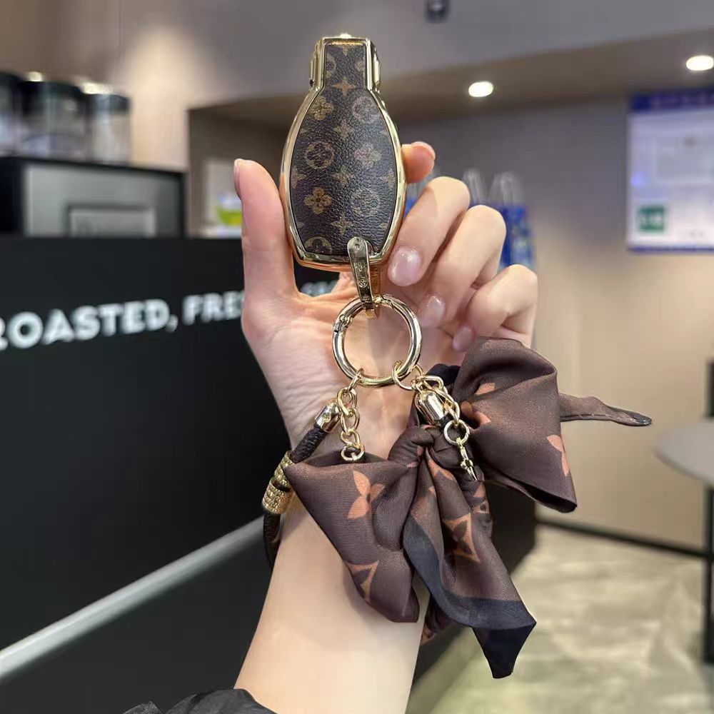 Vintage Print Bow Car Key Cover Set