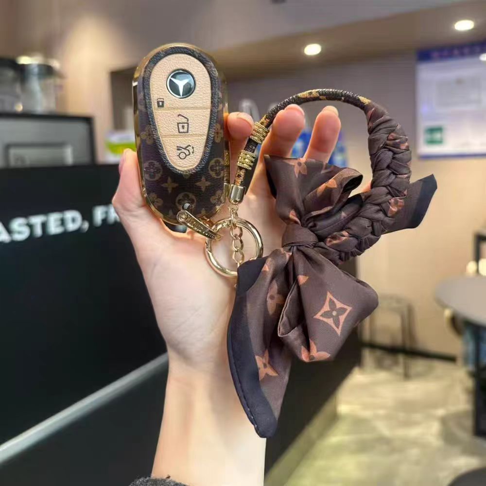 Vintage Print Bow Car Key Cover Set