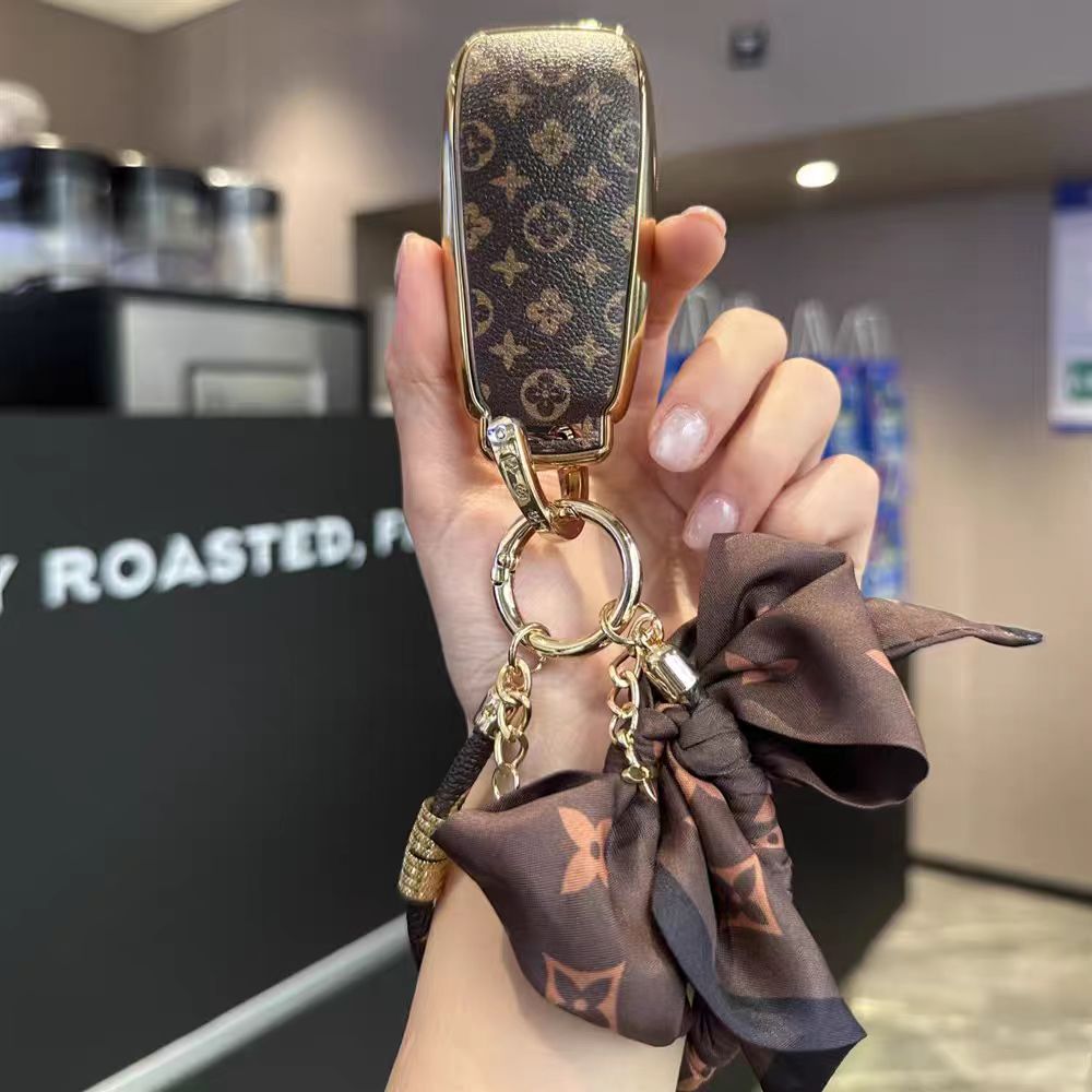 Vintage Print Bow Car Key Cover Set