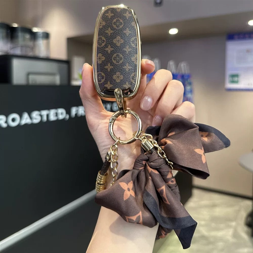 Vintage Print Bow Car Key Cover Set-A