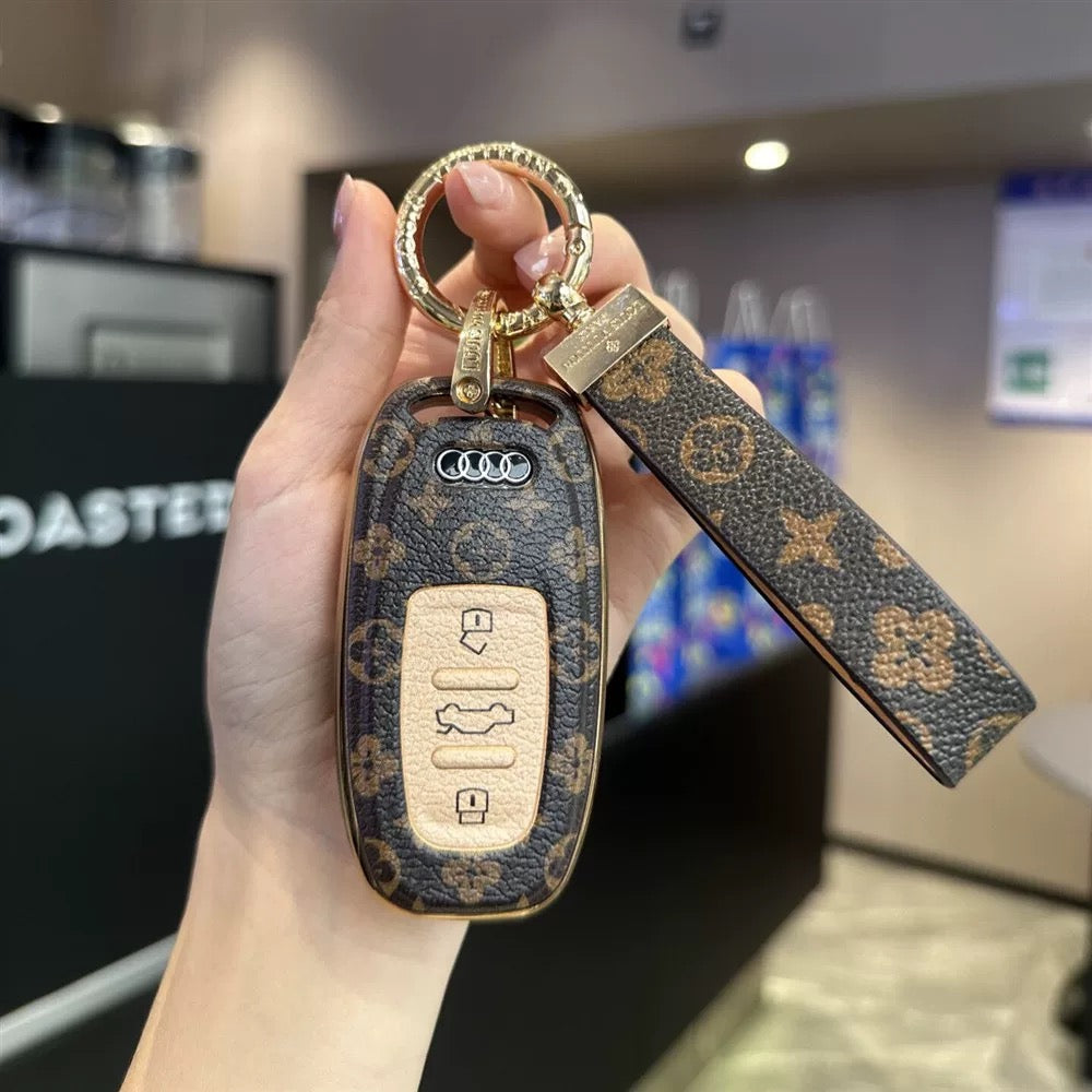 Vintage Print Bow Car Key Cover Set-A