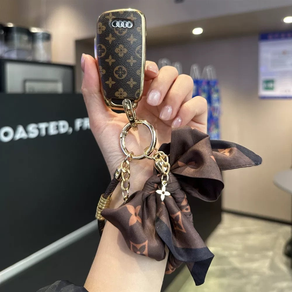 Vintage Print Bow Car Key Cover Set-A