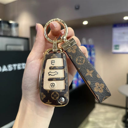 Vintage Print Bow Car Key Cover Set-A