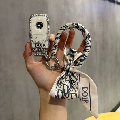 Vintage Print Bow Car Key Cover Set-1B