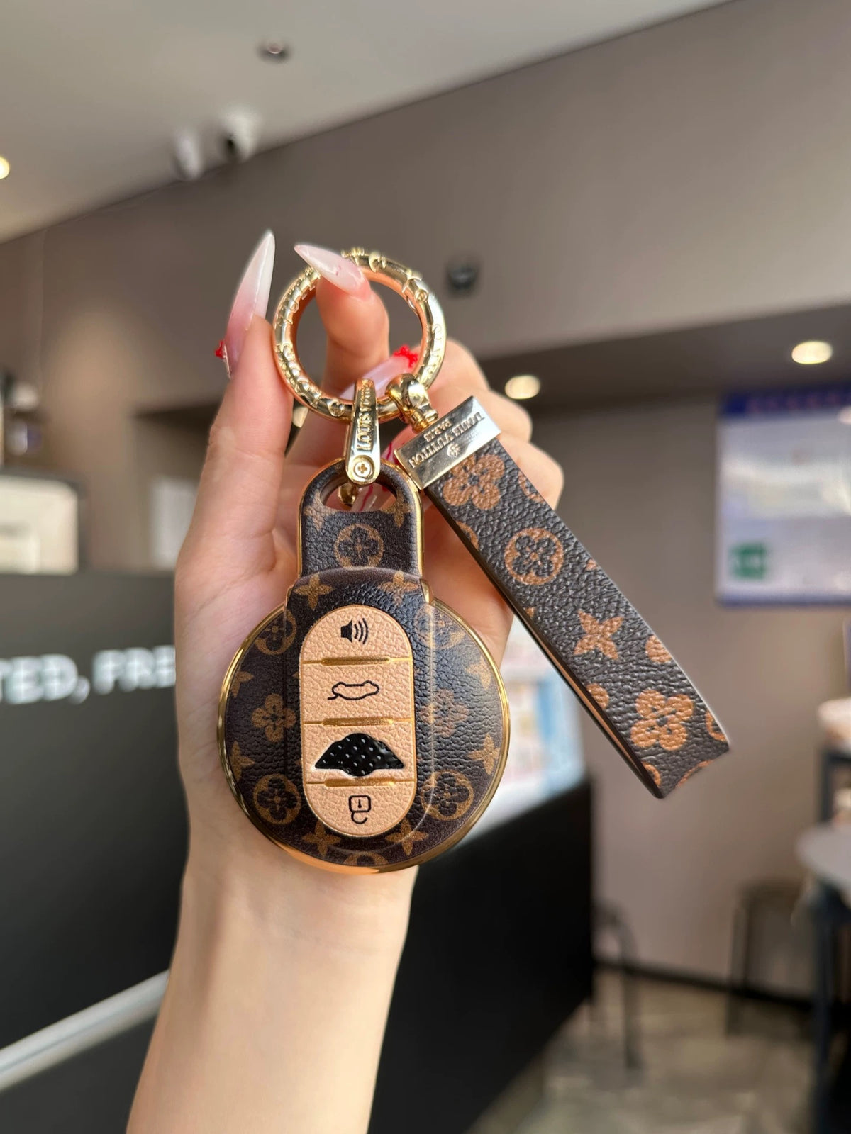 Vintage Print Bow Car Key Cover Set-BMW