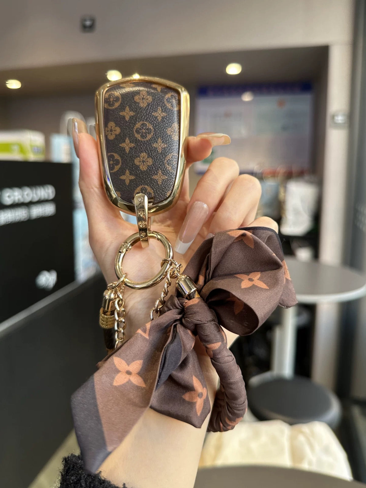 Vintage Print Bow Car Key Cover Set-Caddy