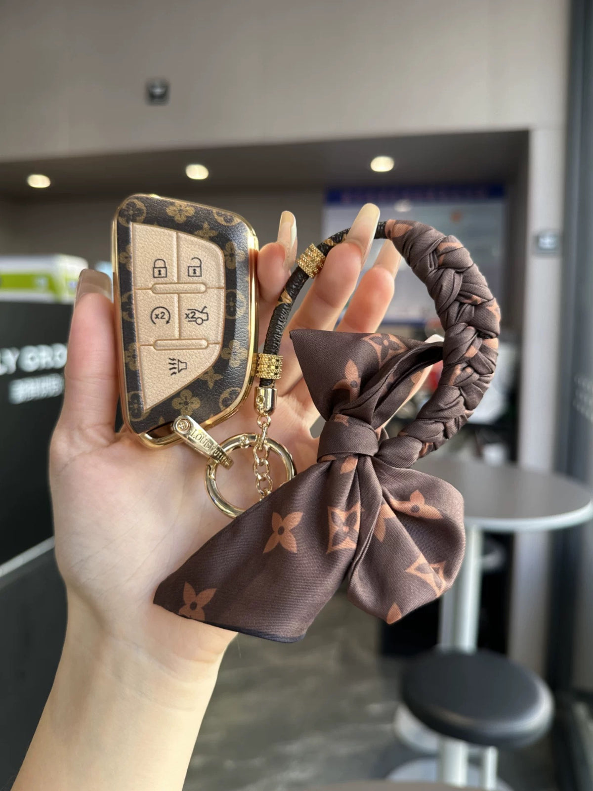 Vintage Print Bow Car Key Cover Set-Caddy