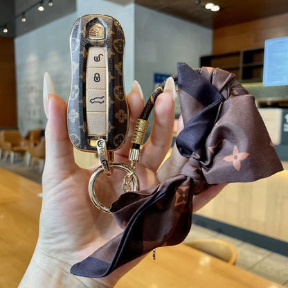 Vintage Print Bow Car Key Cover Set-Porsche