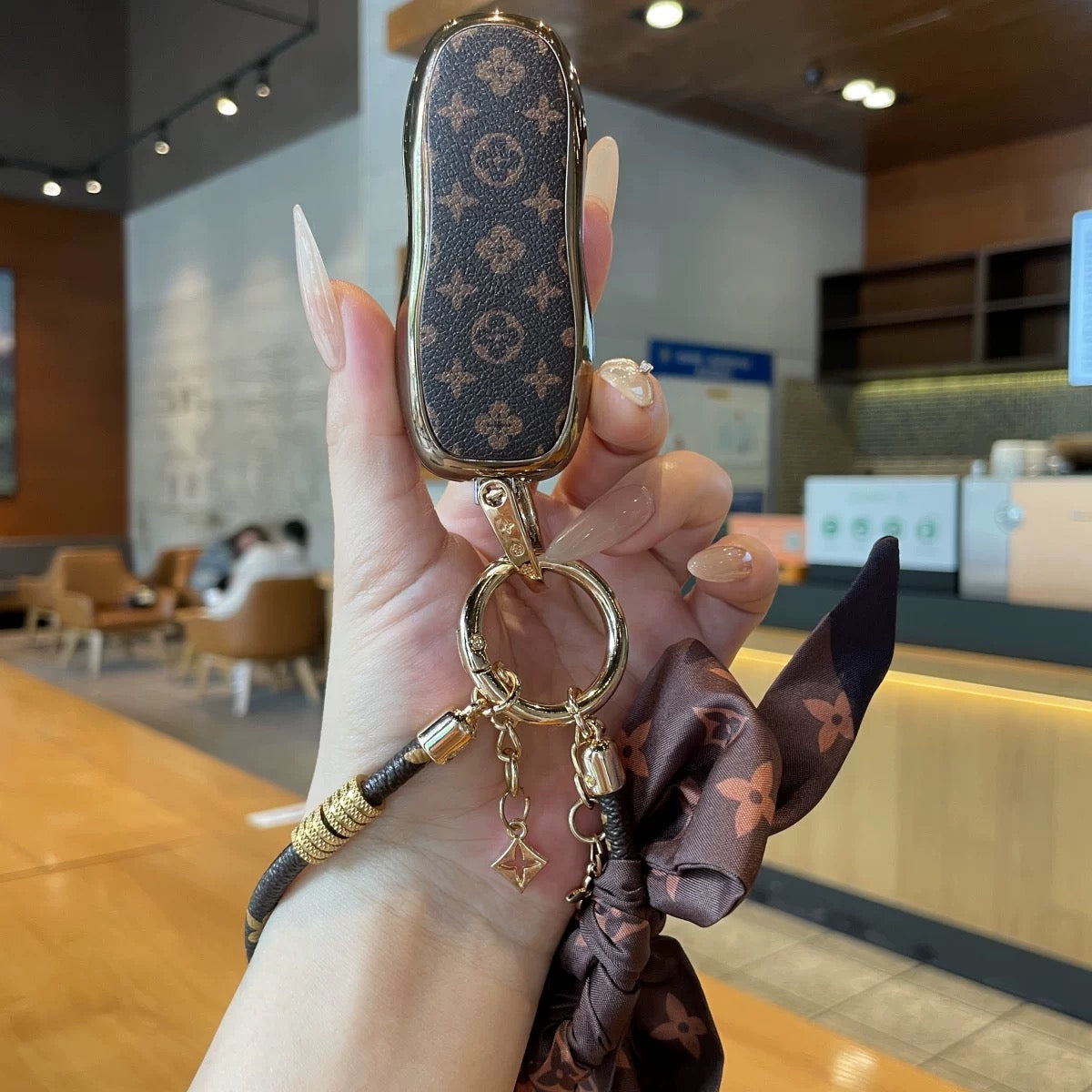 Vintage Print Bow Car Key Cover Set-Porsche