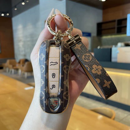 Vintage Print Bow Car Key Cover Set-Porsche