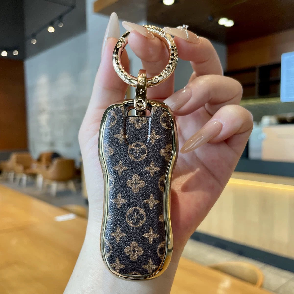 Vintage Print Bow Car Key Cover Set-Porsche