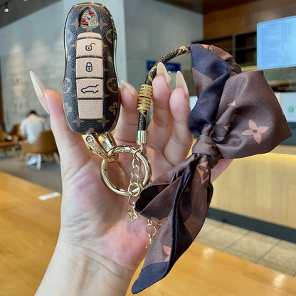 Vintage Print Bow Car Key Cover Set-Porsche