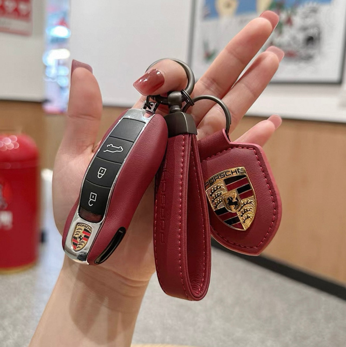 Genuine Leather Car Key Fob Cover Set*P3