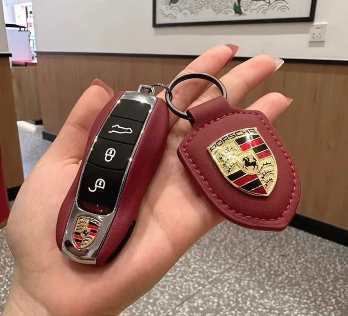 Genuine Leather Car Key Fob Cover Set*P3