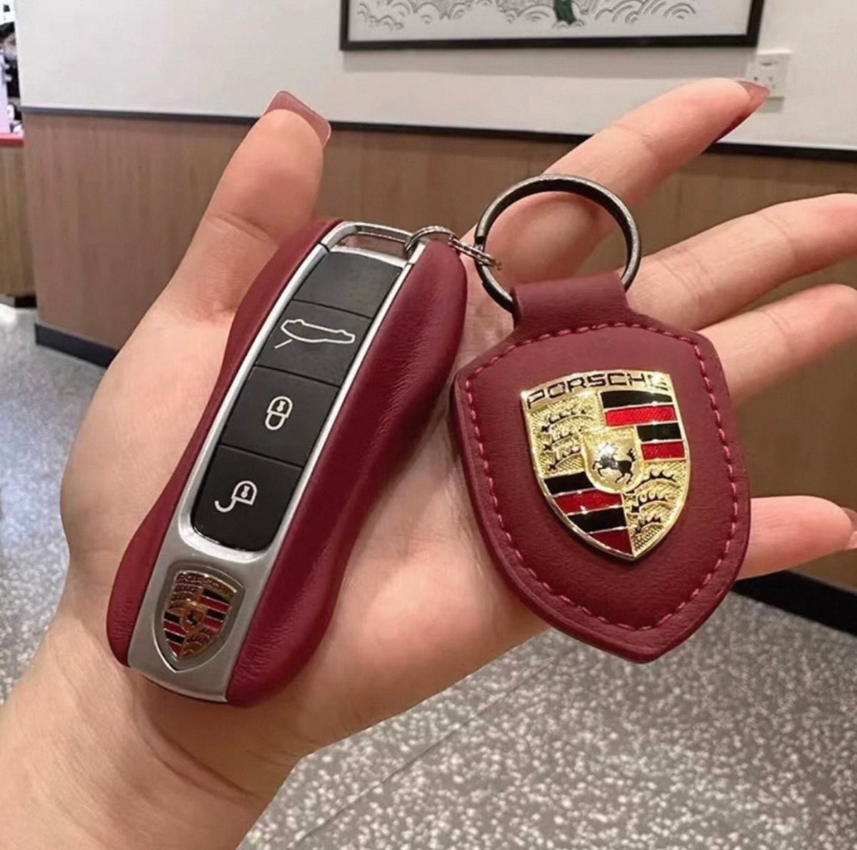 Genuine Leather Car Key Fob Cover Set*P3