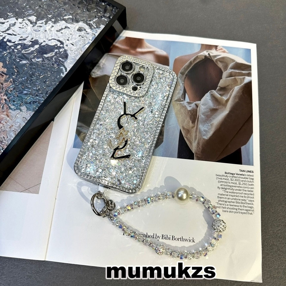 Luksus Glitter Holographic Y - S - L-inspireret iPhone-cover – Diamond Shine Edition