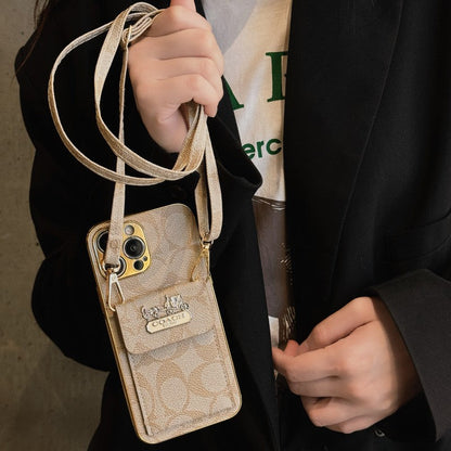 Klassisk korttaske til iPhone-etui med læderkæde