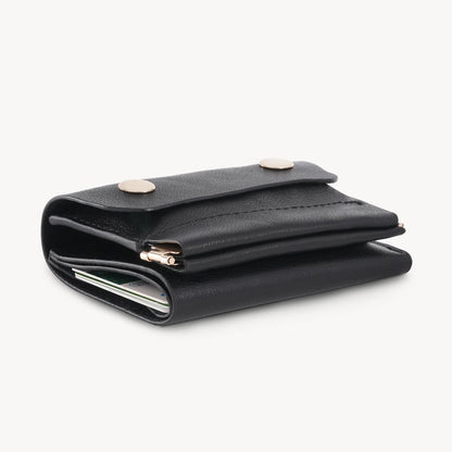 Vintage Genuine Leather Spring‑Open Short Wallet