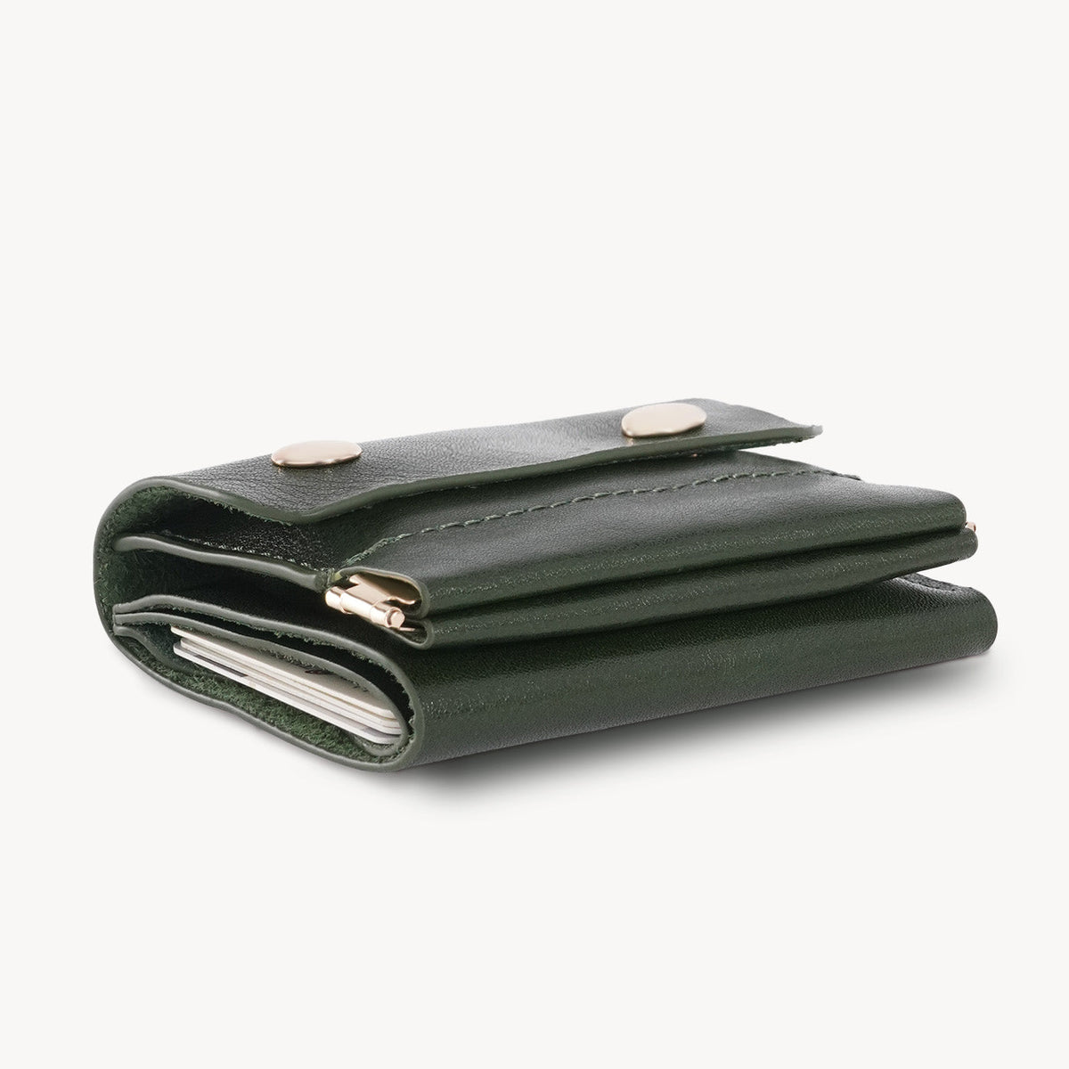 Vintage Genuine Leather Spring‑Open Short Wallet