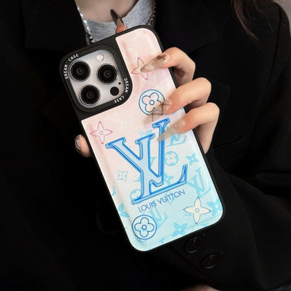 Luksus blåt læder iPhone etui
