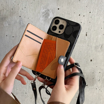 Klassisk iPhone-etui med pung og rem Brun -SZK240402
