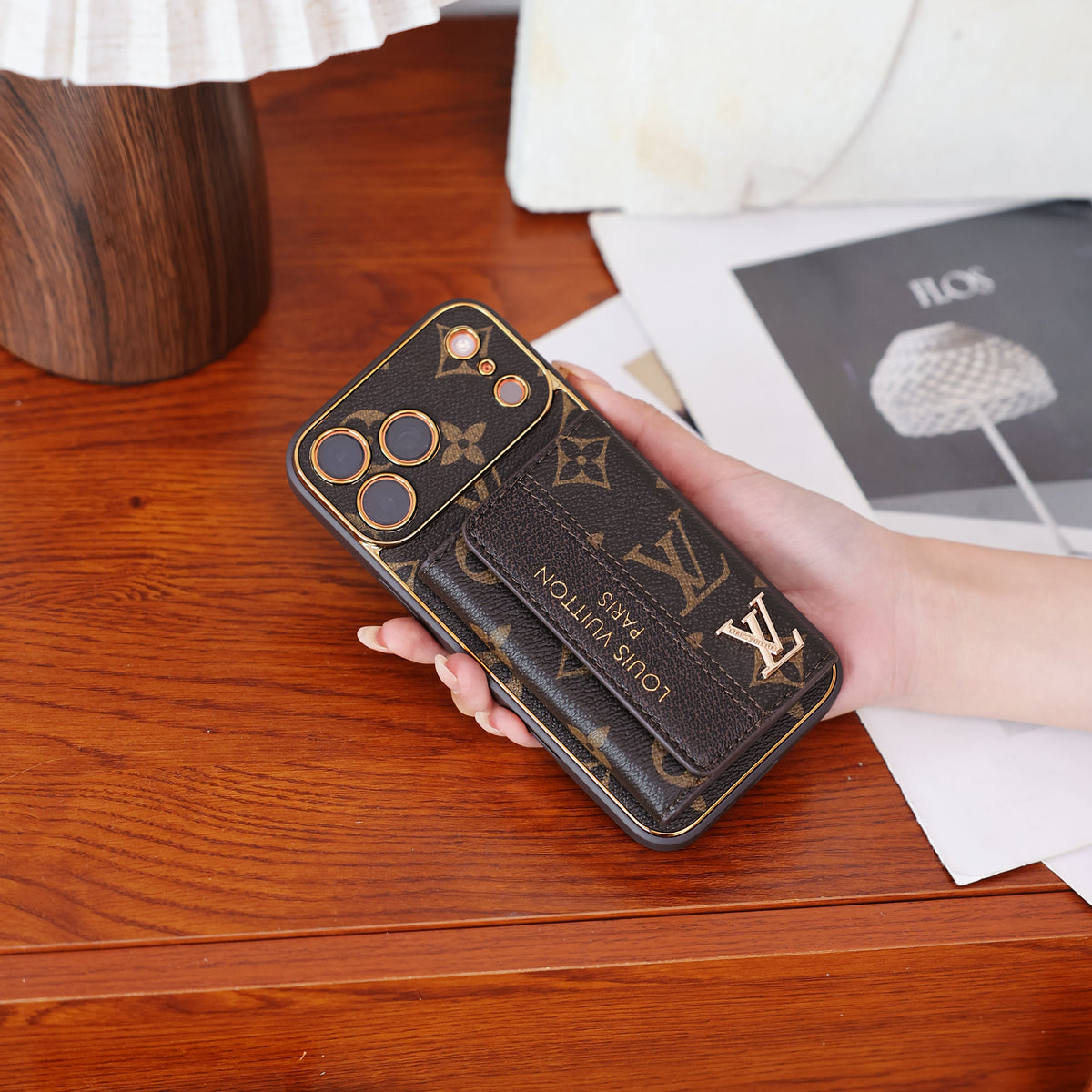 Luxury Advanced Leather iPhone Case with Card Holder & Strap