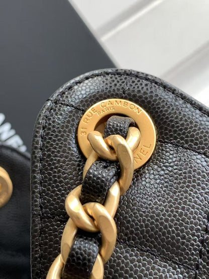 Small Handbag Grained Calfskin & Gold-Tone Metal Bag