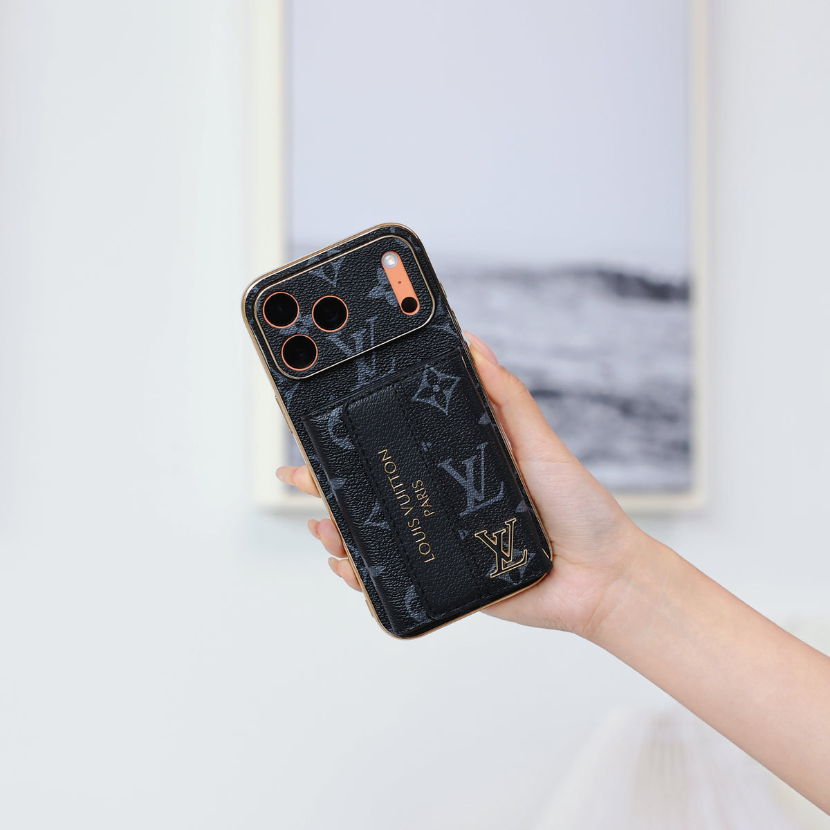 Luxury Advanced Leather iPhone Case with Card Holder & Strap