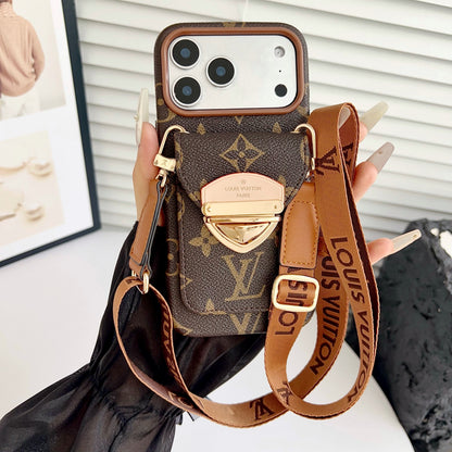 Kart Cebi & Çıkarılabilir Askılı Lüks Çapraz Gövdeli iPhone Kılıfı