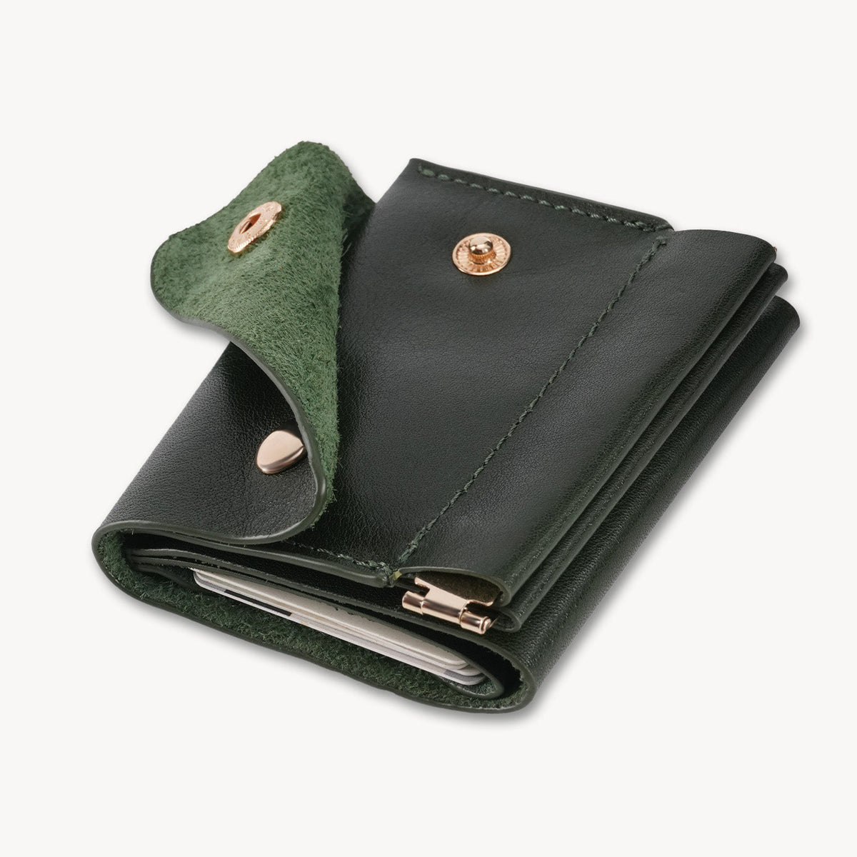 Vintage Genuine Leather Spring‑Open Short Wallet