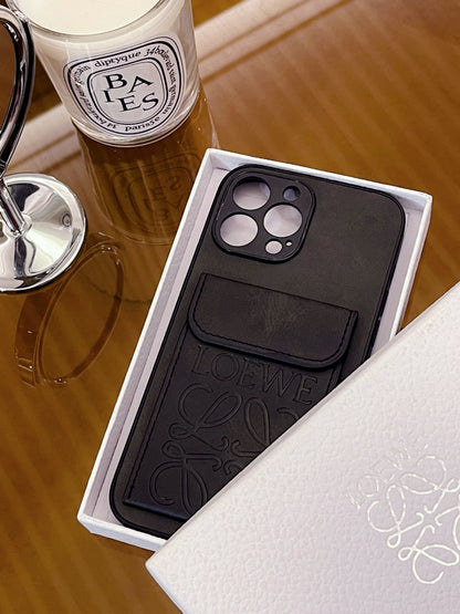 Luksus iPhone-etui med kortholder Sort-LZP241448
