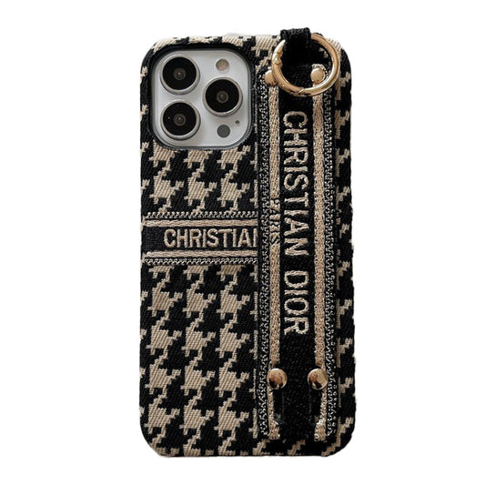 Custodia per iPhone con cinturino alla moda pied de poule
