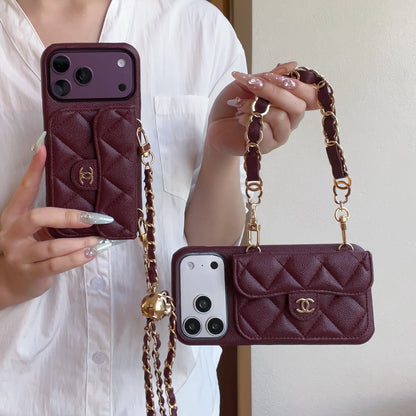 Burgundy Quilted Wallet Crossbody Phone Case