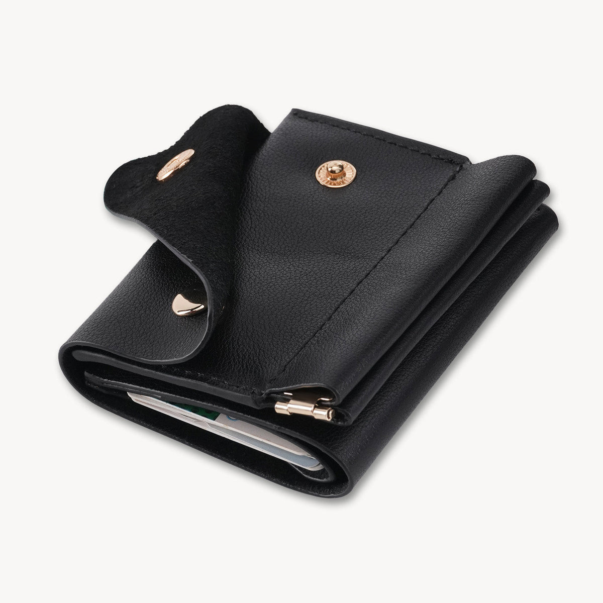 Vintage Genuine Leather Spring‑Open Short Wallet