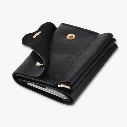 Vintage Genuine Leather Spring‑Open Short Wallet