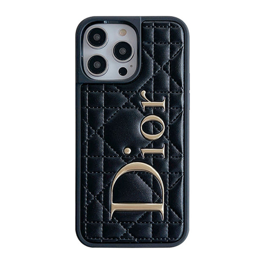 Moda Altın Logolu Deri iPhone Kılıfı