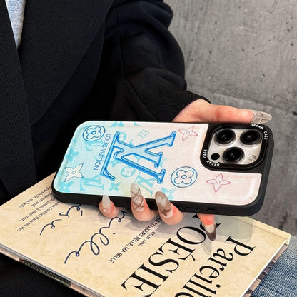 Luksus blåt læder iPhone etui