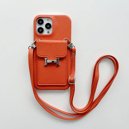 H-kortholder læderkæde iPhone-etui