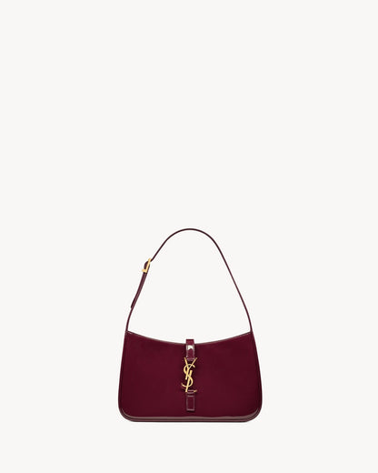 Saint Laurent Le 5 à 7 Patent Leather Hobo – Burgundy Elegance