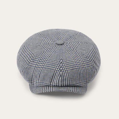 Casquette à 8 panneaux en soie/coton Glen Check