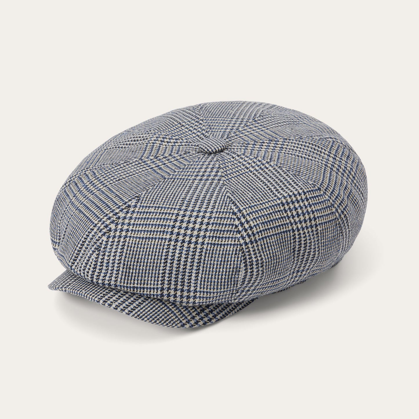 Casquette à 8 panneaux en soie/coton Glen Check