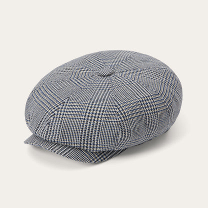 Casquette à 8 panneaux en soie/coton Glen Check