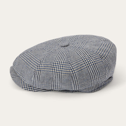 Casquette à 8 panneaux en soie/coton Glen Check