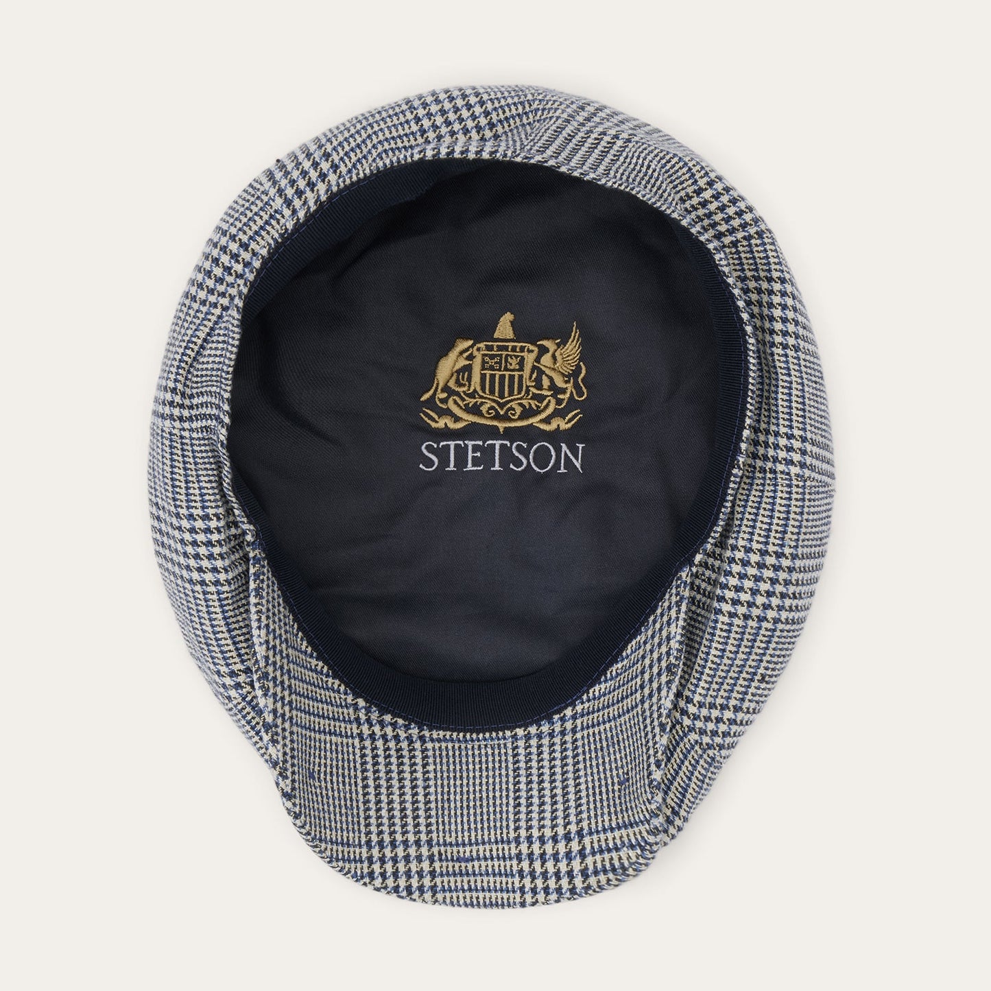 Casquette à 8 panneaux en soie/coton Glen Check