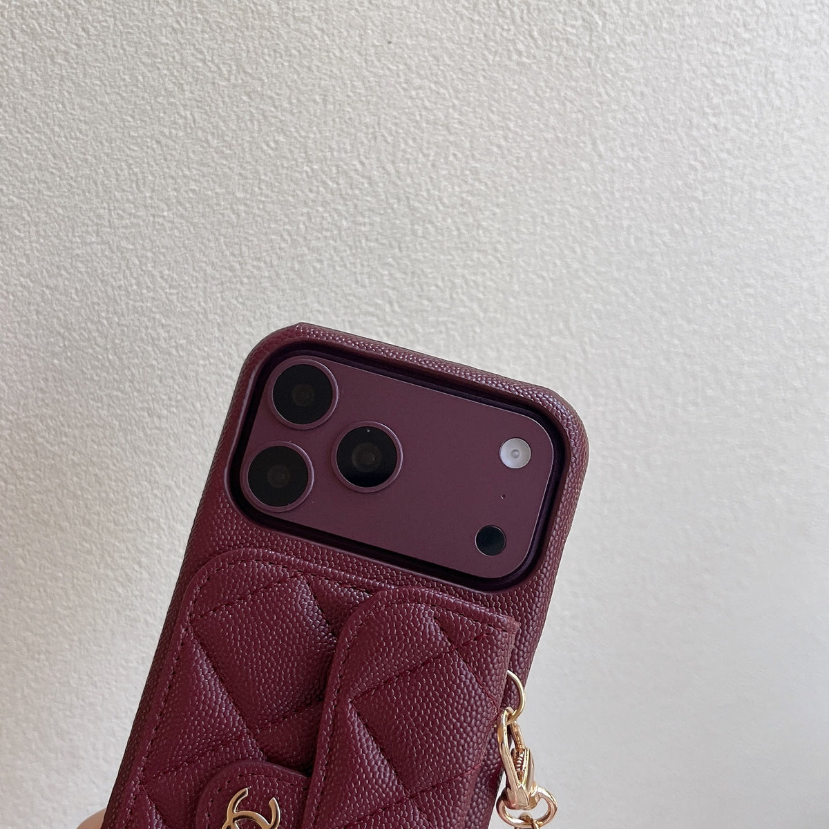 Burgundy Quilted Wallet Crossbody Phone Case