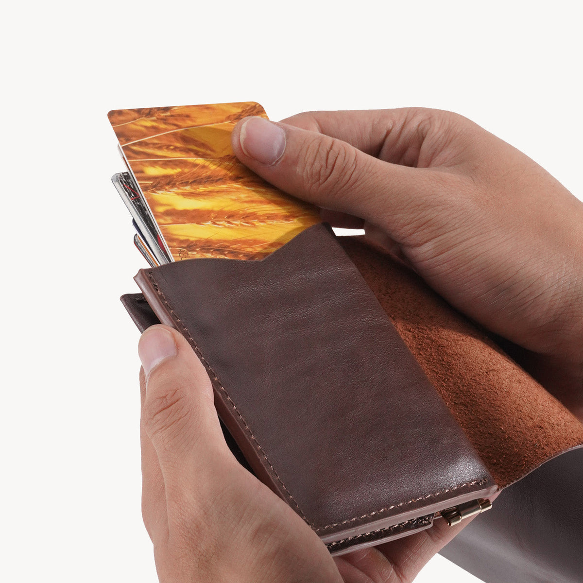 Vintage Genuine Leather Spring‑Open Short Wallet